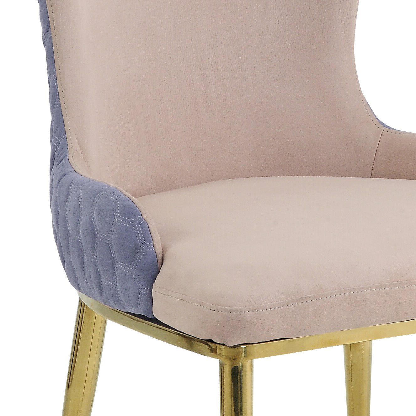 Tan Upholstered Dining Chair with Gold Stainless Steel Legs - 1st Choice Furniture Direct