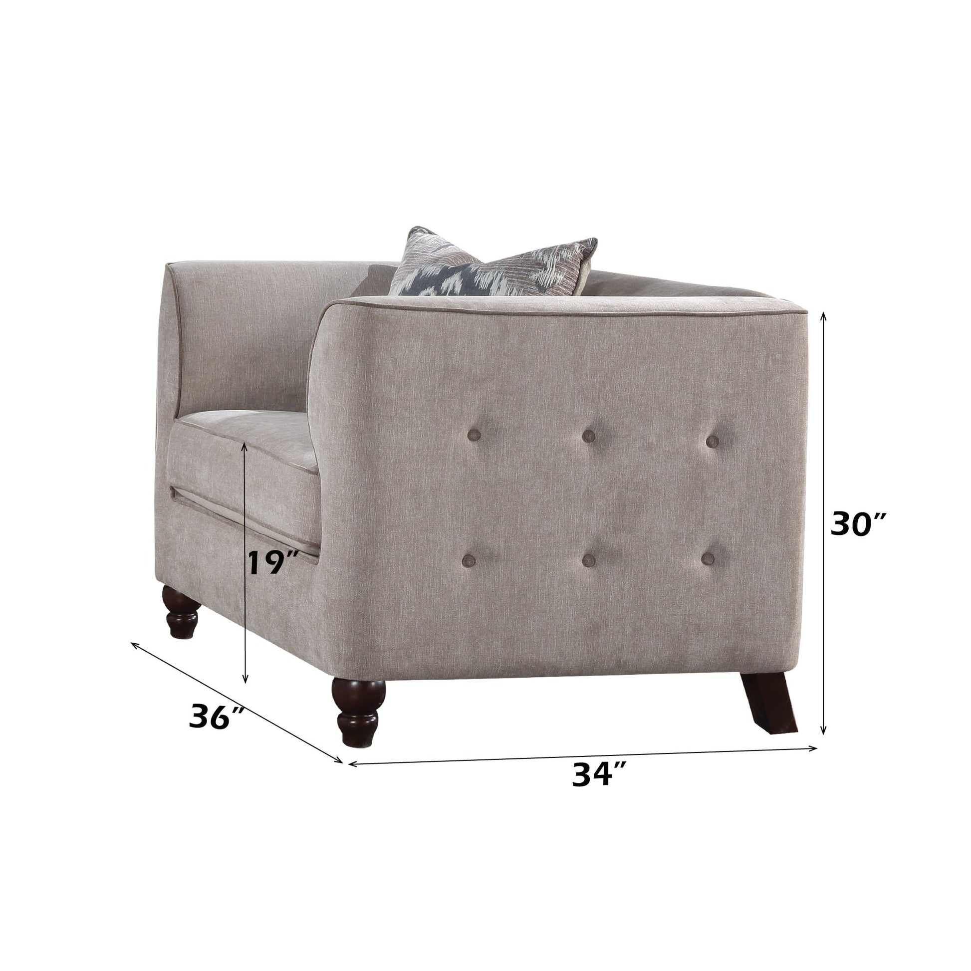 Tan Velvet Accent Chair with Button Tufting & Shelter Arms - 1st Choice Furniture Direct