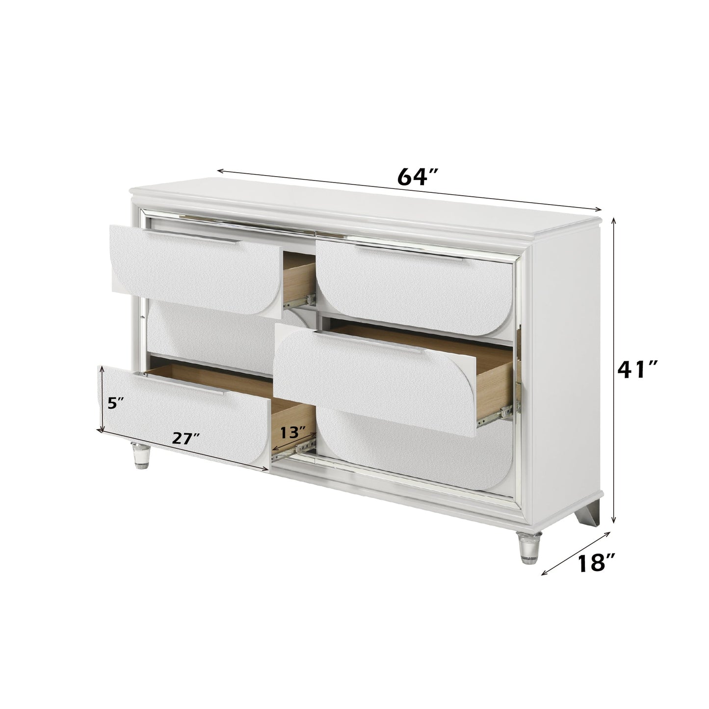 Tarian Pearl White Finish Dresser - 1st Choice Furniture Direct