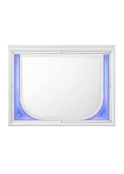 Tarian Pearl White Finish Mirror W/Led - 1st Choice Furniture Direct