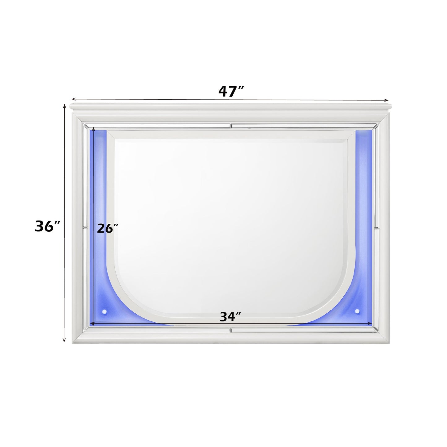 Tarian Pearl White Finish Mirror W/Led - 1st Choice Furniture Direct