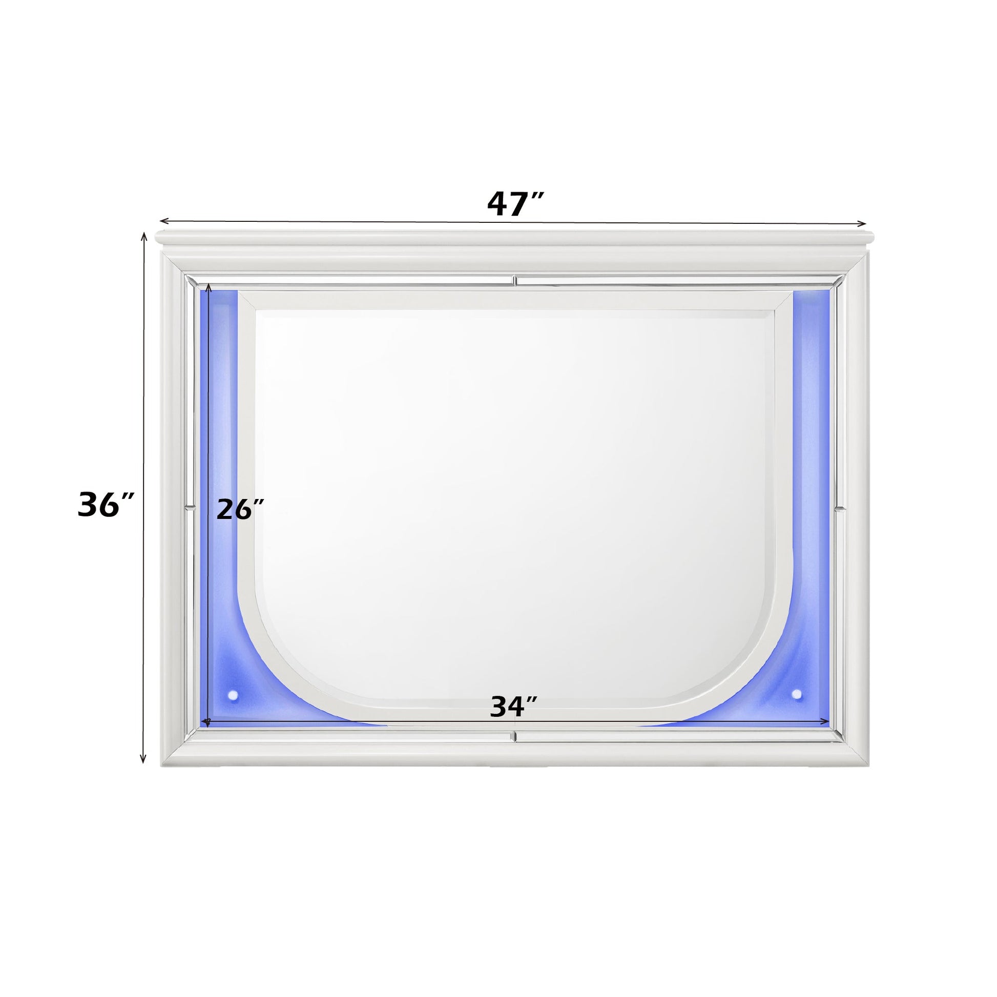 Tarian Pearl White Finish Mirror W/Led - 1st Choice Furniture Direct