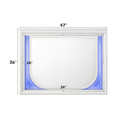Tarian Pearl White Finish Mirror W/Led - 1st Choice Furniture Direct