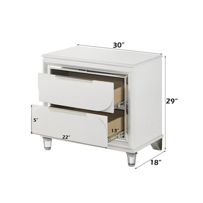 Tarian Pearl White Finish Nightstand - 1st Choice Furniture Direct