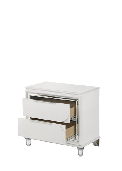 Tarian Pearl White Finish Nightstand - 1st Choice Furniture Direct