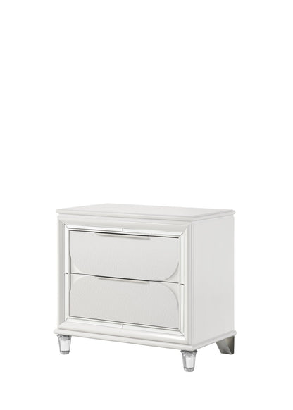 Tarian Pearl White Finish Nightstand - 1st Choice Furniture Direct
