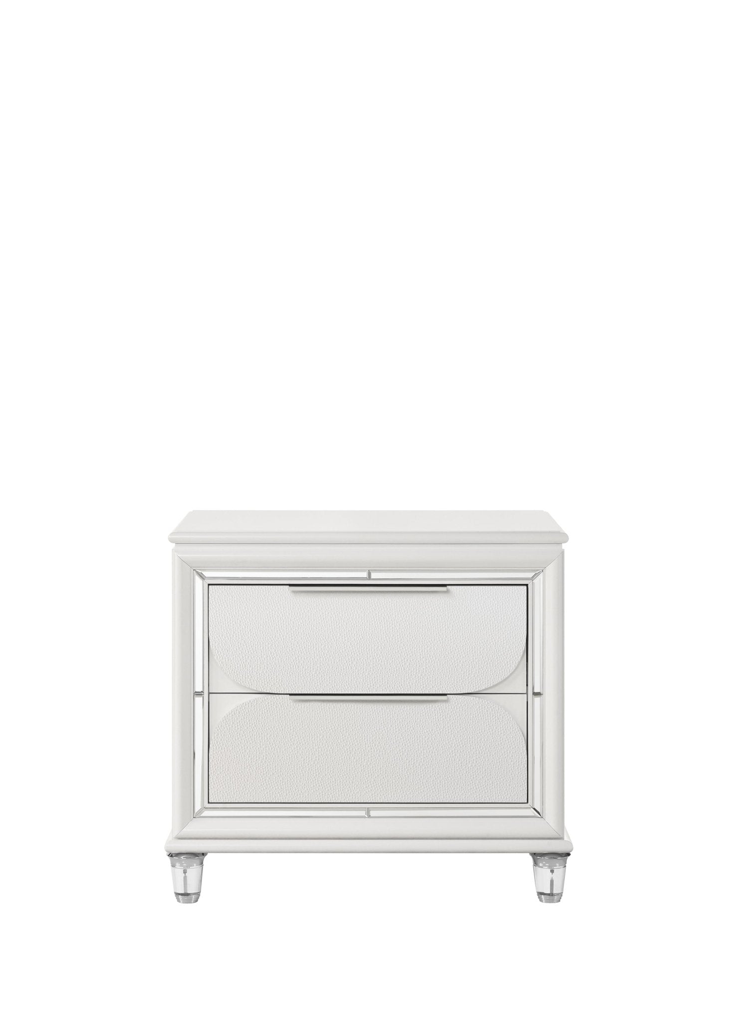 Tarian Pearl White Finish Nightstand - 1st Choice Furniture Direct
