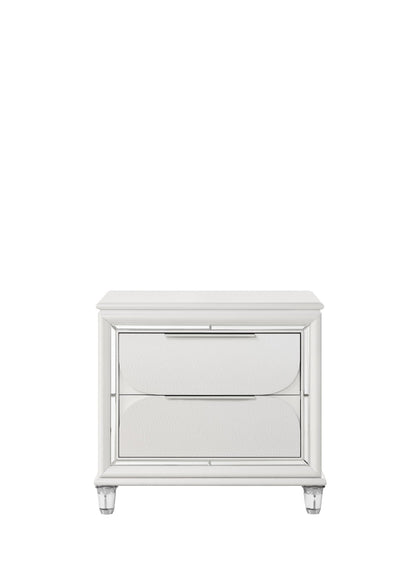 Tarian Pearl White Finish Nightstand - 1st Choice Furniture Direct