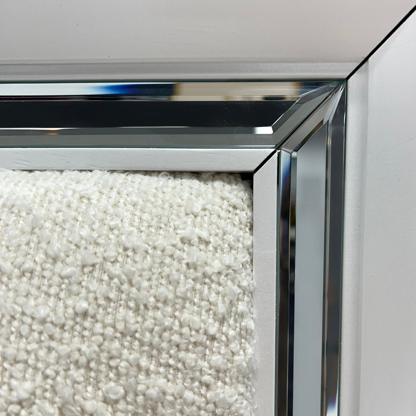Tarian White Boucle & Pearl White Finish Queen Bed W/Led & Storage - 1st Choice Furniture Direct