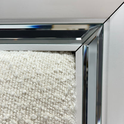 Tarian White Boucle & Pearl White Finish Queen Bed W/Led & Storage - 1st Choice Furniture Direct
