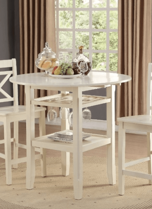 Tartys Cream Finish Counter Height Table - 1st Choice Furniture Direct