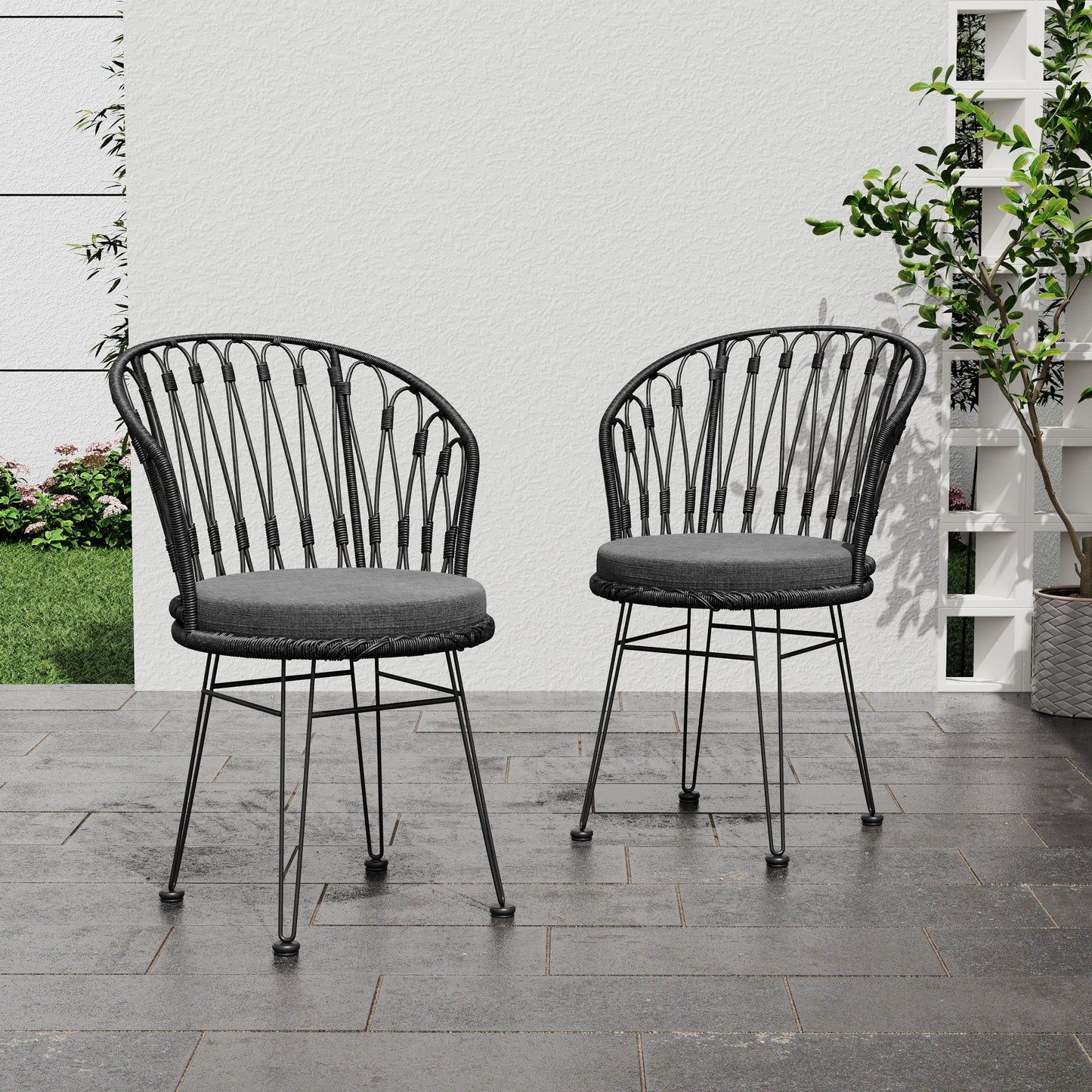 TAVON CHAIR,2PCS with 2 Cushions,Gray - 1st Choice Furniture Direct