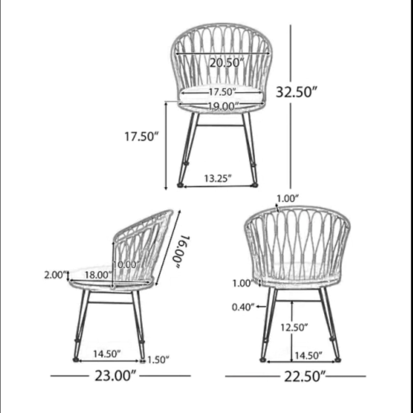 TAVON CHAIR,2PCS with 2 Cushions,Gray - 1st Choice Furniture Direct