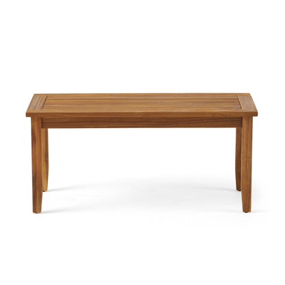 Teak Acacia Wood Outdoor Loveseat & Table Set with Cushions - 1st Choice Furniture Direct