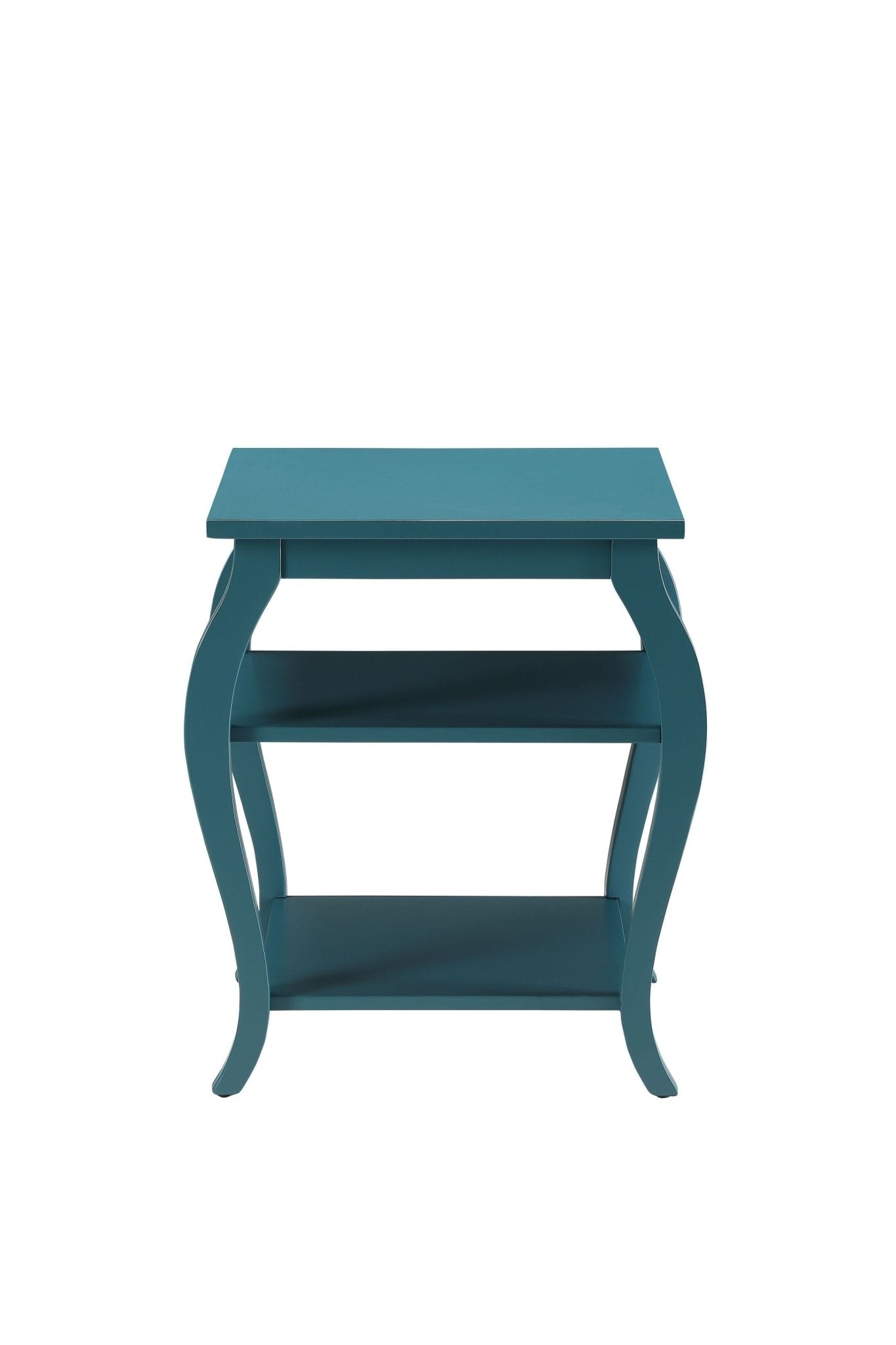 Teal 2-Tier End Table with Open Storage Shelves and Cabriole Legs - 1st Choice Furniture Direct