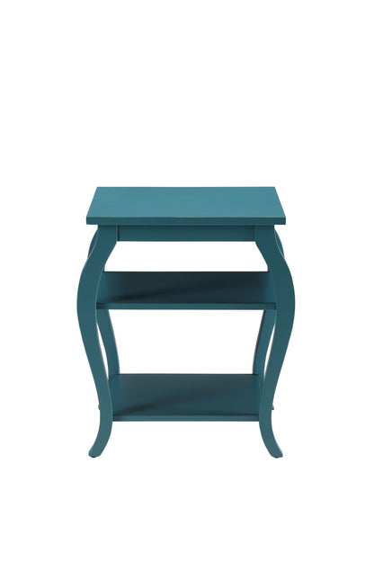 Teal 2-Tier End Table with Open Storage Shelves and Cabriole Legs - 1st Choice Furniture Direct