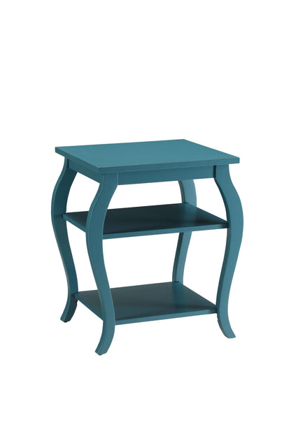 Teal 2-Tier End Table with Open Storage Shelves and Cabriole Legs - 1st Choice Furniture Direct