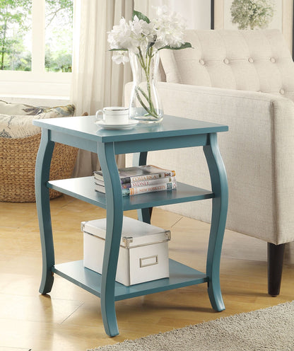 Teal 2-Tier End Table with Open Storage Shelves and Cabriole Legs - 1st Choice Furniture Direct