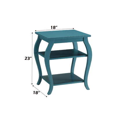 Teal 2-Tier End Table with Open Storage Shelves and Cabriole Legs - 1st Choice Furniture Direct