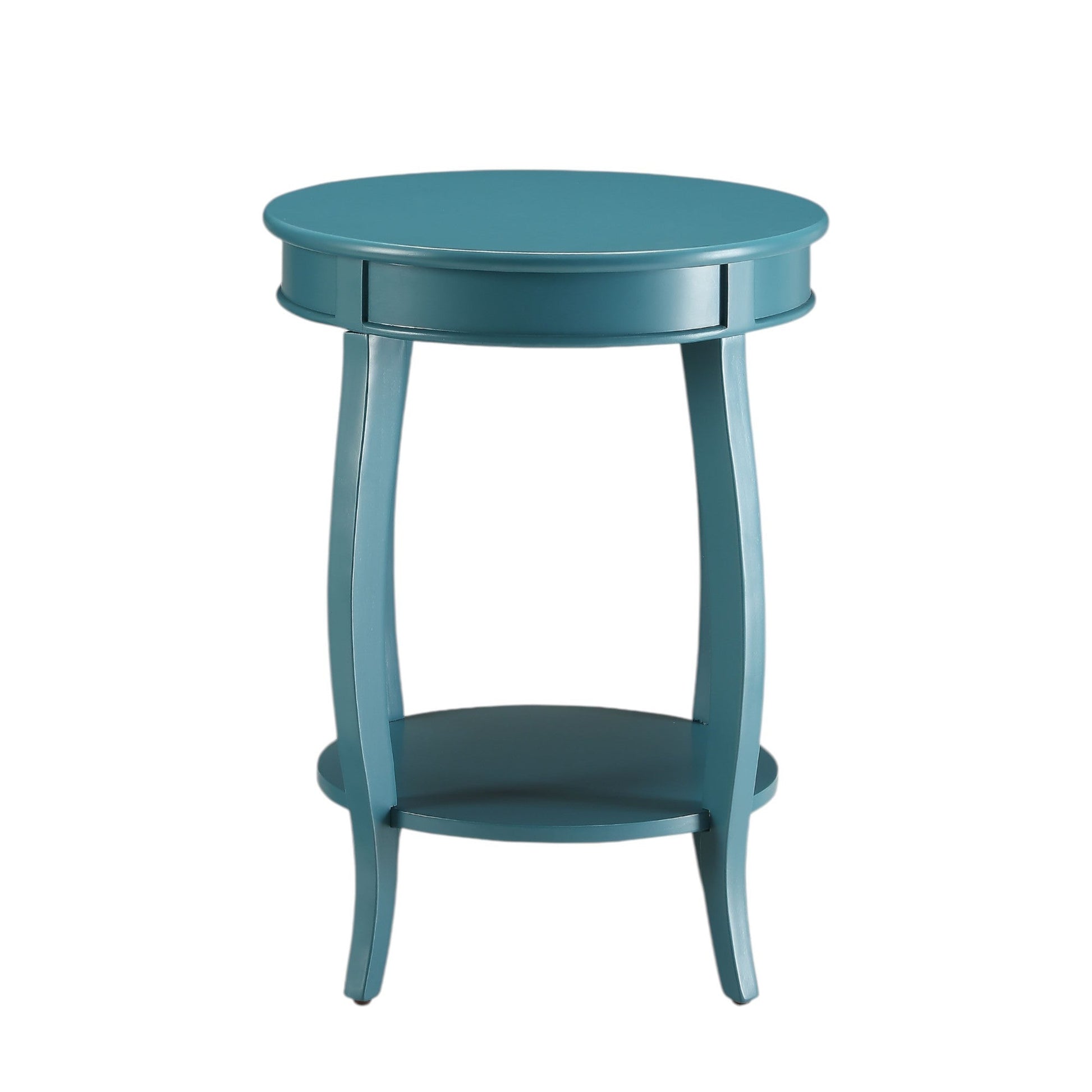 Teal Round End Table with Bottom Shelf - 1st Choice Furniture Direct