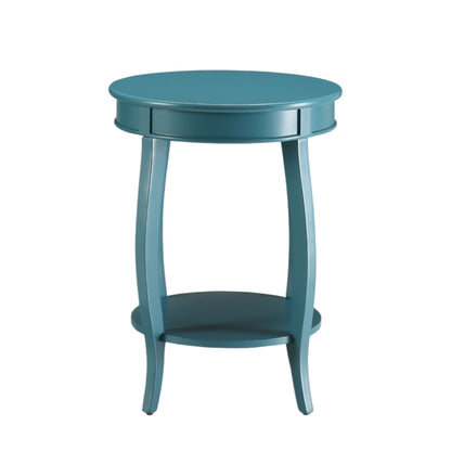 Teal Round End Table with Bottom Shelf - 1st Choice Furniture Direct