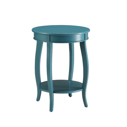 Teal Round End Table with Bottom Shelf - 1st Choice Furniture Direct