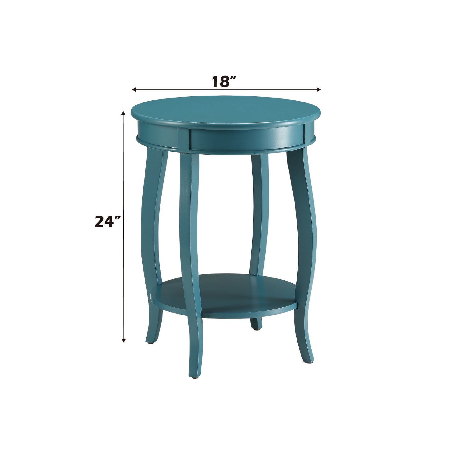 Teal Round End Table with Bottom Shelf - 1st Choice Furniture Direct