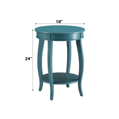 Teal Round End Table with Bottom Shelf - 1st Choice Furniture Direct