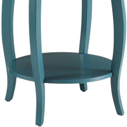 Teal Round End Table with Bottom Shelf - 1st Choice Furniture Direct