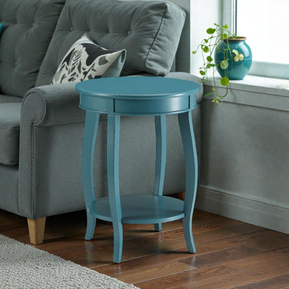 Teal Round End Table with Bottom Shelf - 1st Choice Furniture Direct