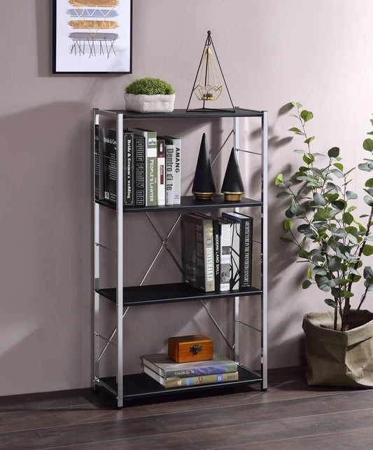 Tennos Black & Chrome Finish Bookshelf - 1st Choice Furniture Direct