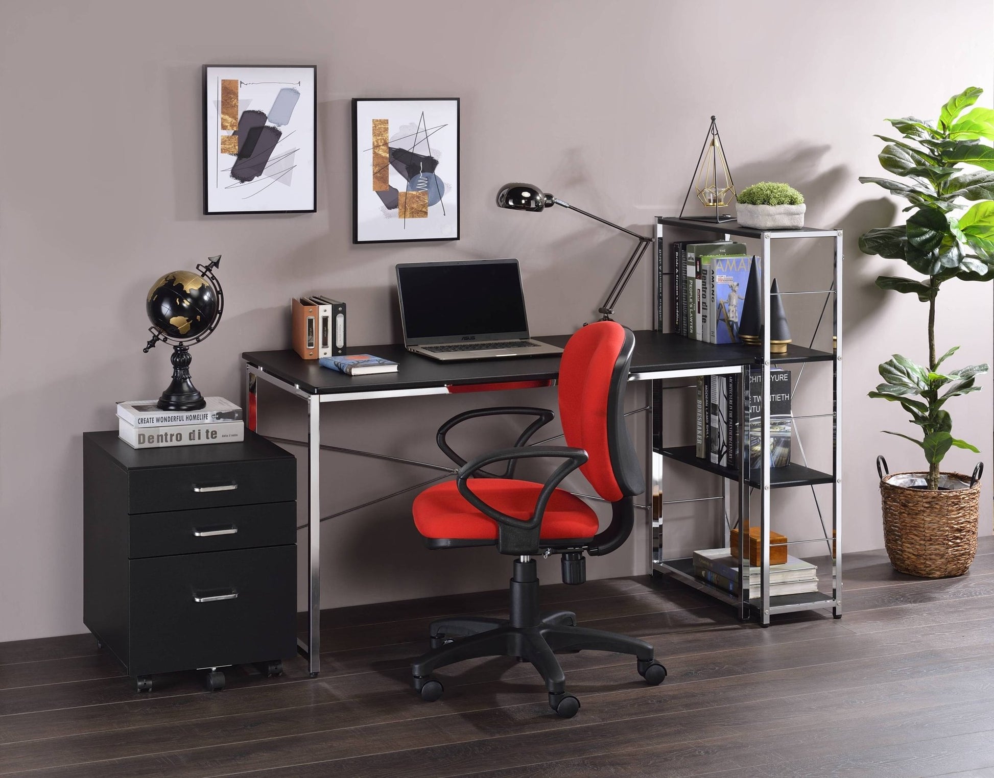 Tennos Black & Chrome Finish Writing Desk - 1st Choice Furniture Direct
