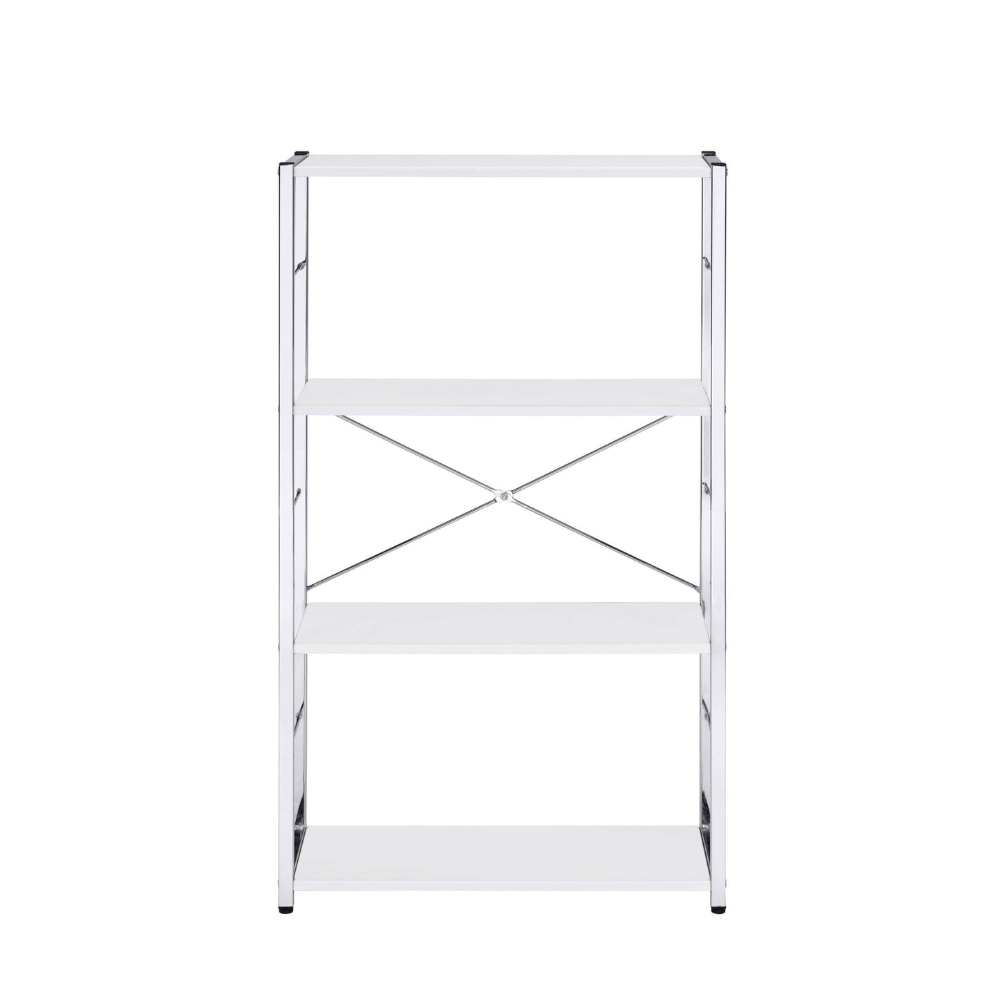 Tennos White & Chrome Finish Bookshelf - 1st Choice Furniture Direct