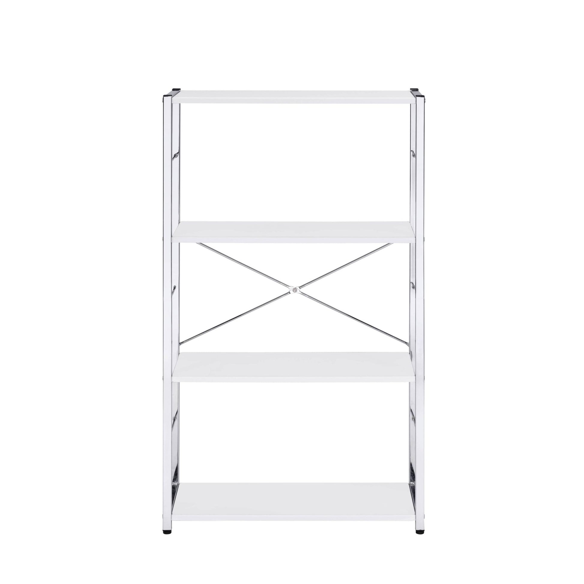 Tennos White & Chrome Finish Bookshelf - 1st Choice Furniture Direct
