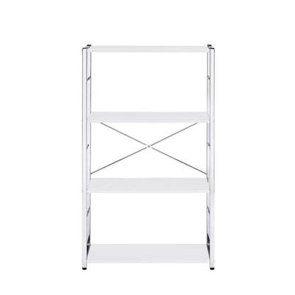 Tennos White & Chrome Finish Bookshelf - 1st Choice Furniture Direct