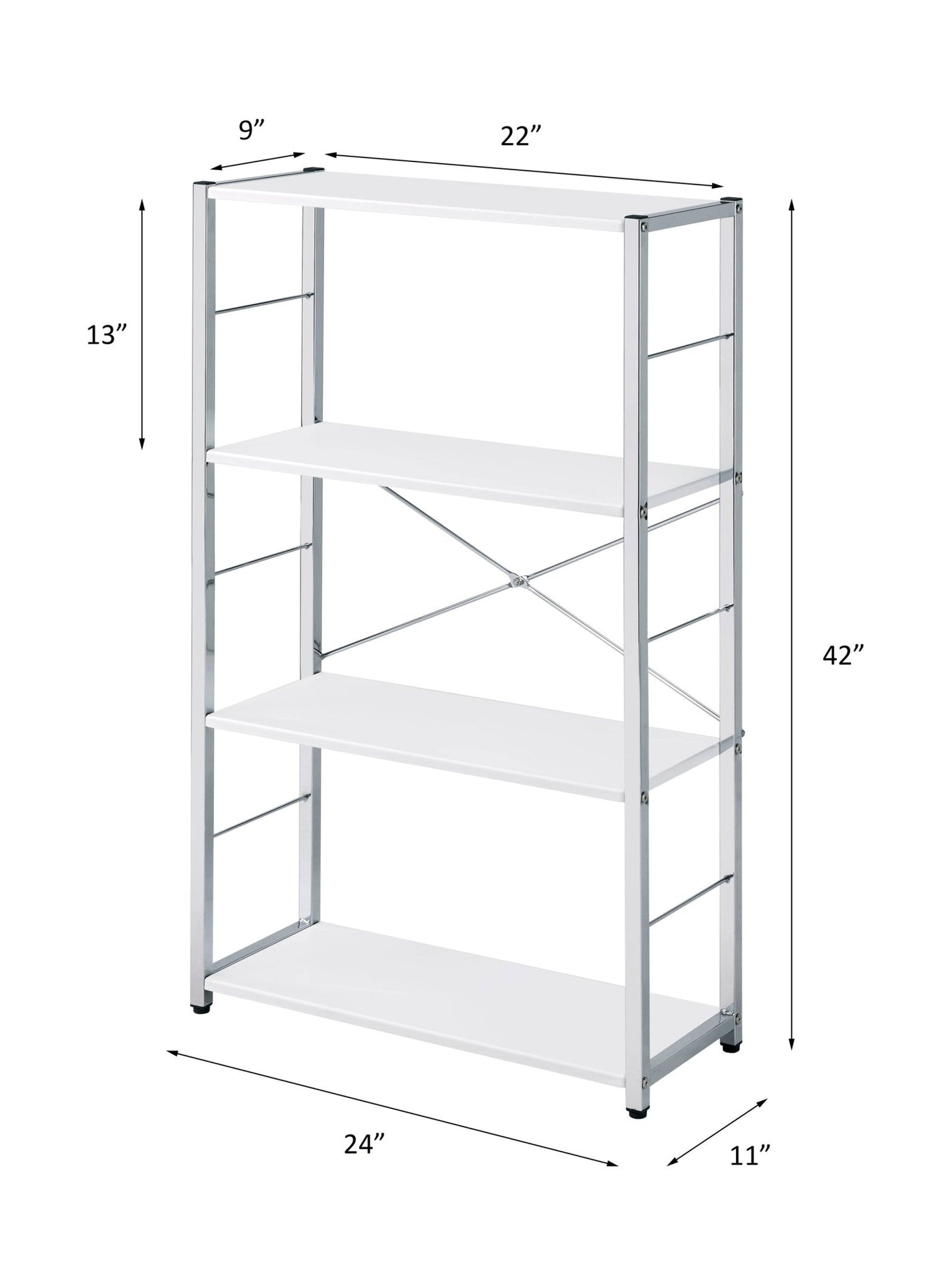 Tennos White & Chrome Finish Bookshelf - 1st Choice Furniture Direct