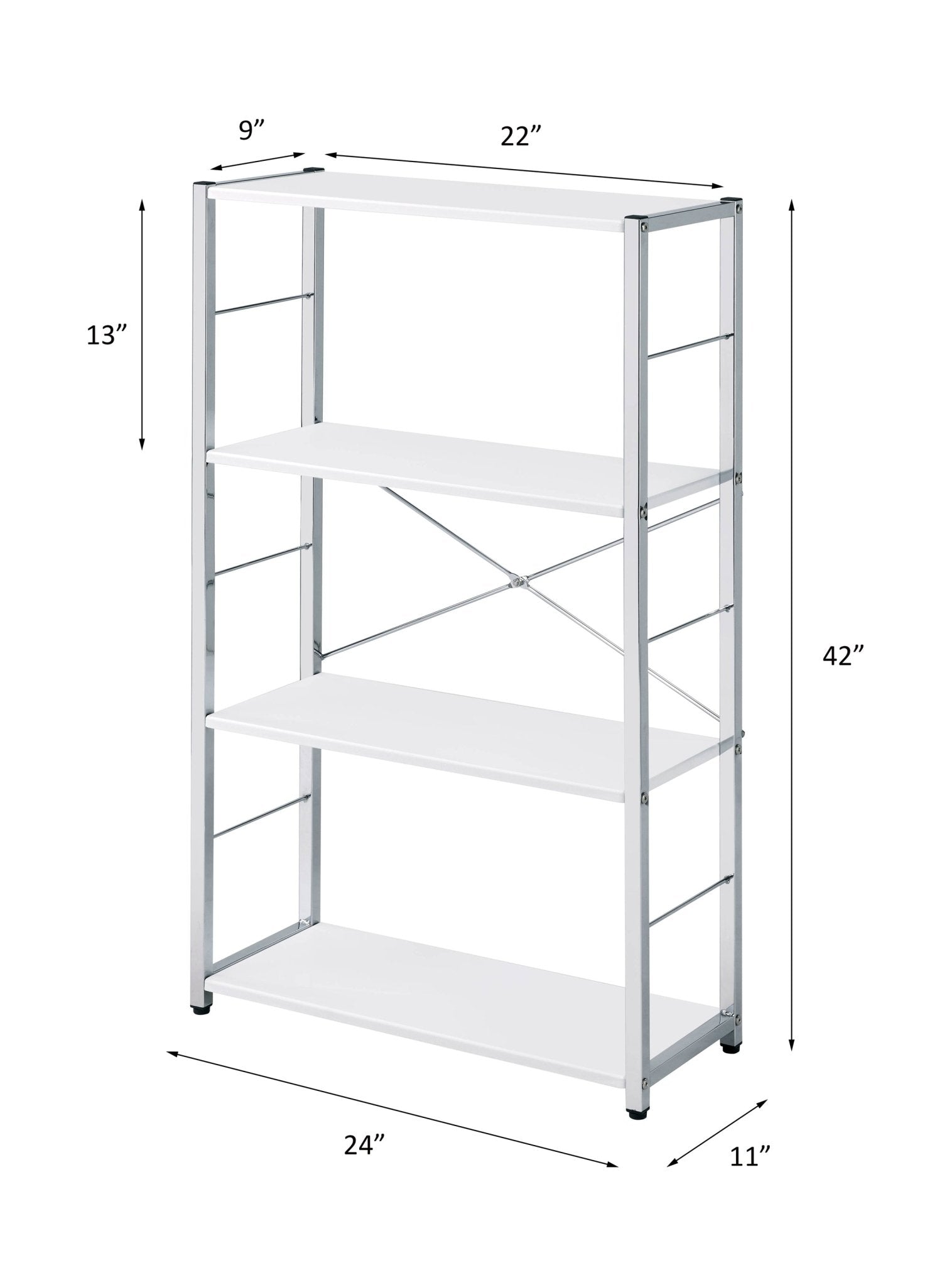 Tennos White & Chrome Finish Bookshelf - 1st Choice Furniture Direct
