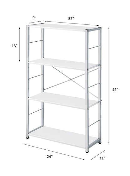 Tennos White & Chrome Finish Bookshelf - 1st Choice Furniture Direct
