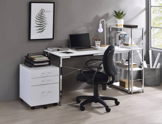 Tennos White & Chrome Finish Writing Desk - 1st Choice Furniture Direct