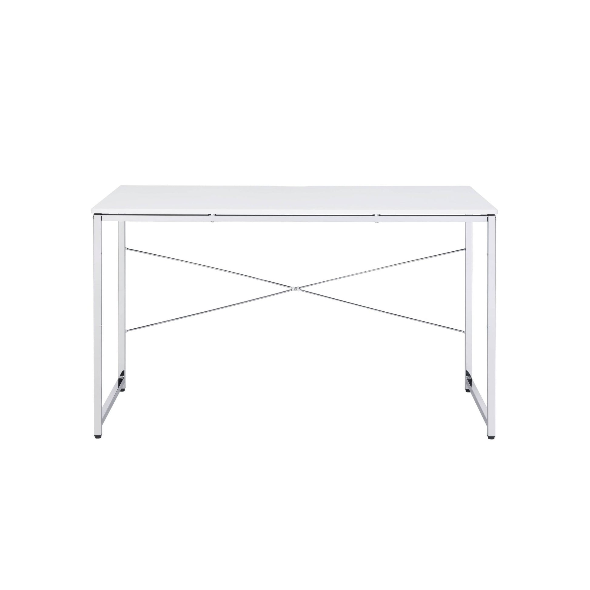 Tennos White & Chrome Finish Writing Desk - 1st Choice Furniture Direct