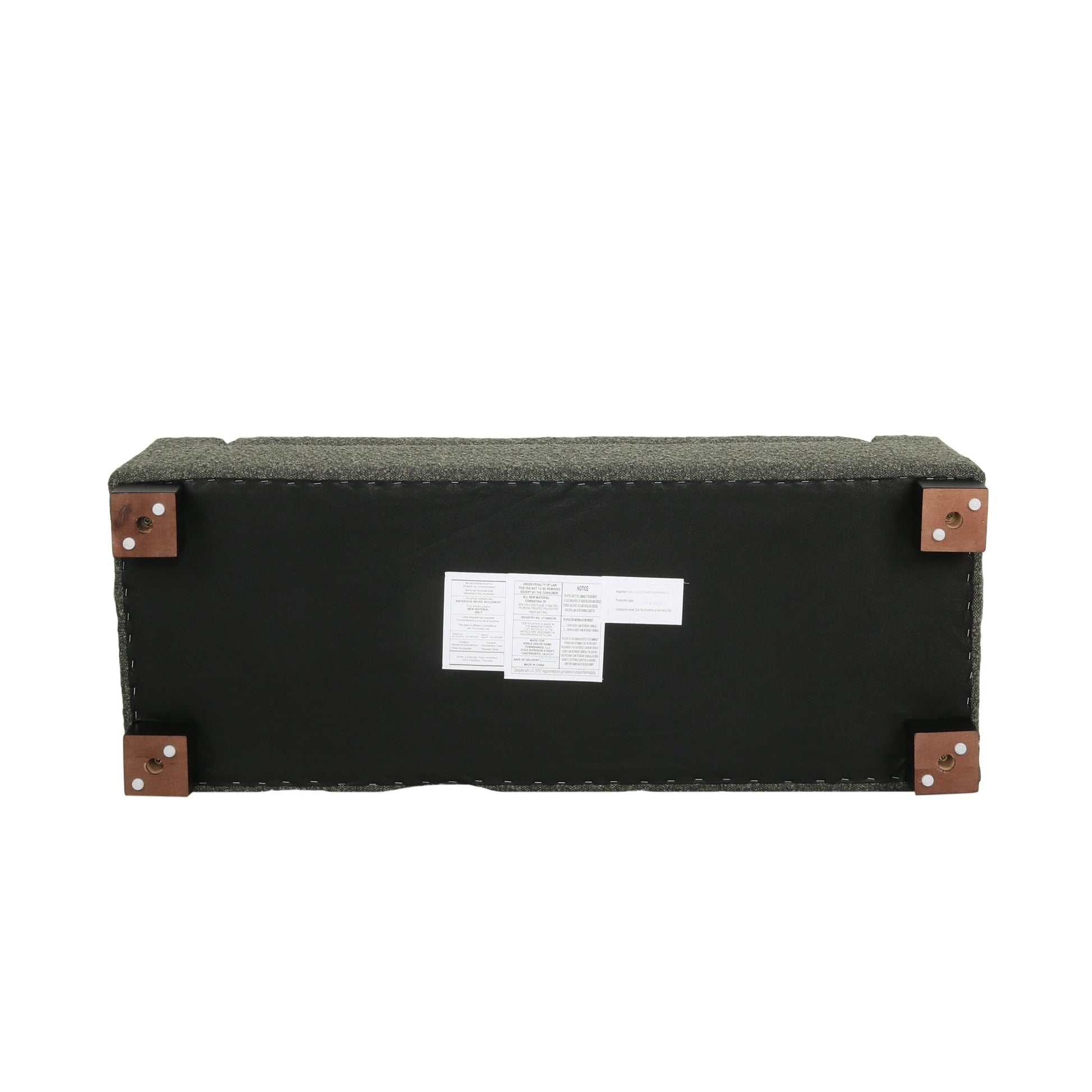 Textured Fabric 50' Ottoman Bench with Hinged Lid, Blackish Green, 50.25x20x16.75 inches - 1st Choice Furniture Direct