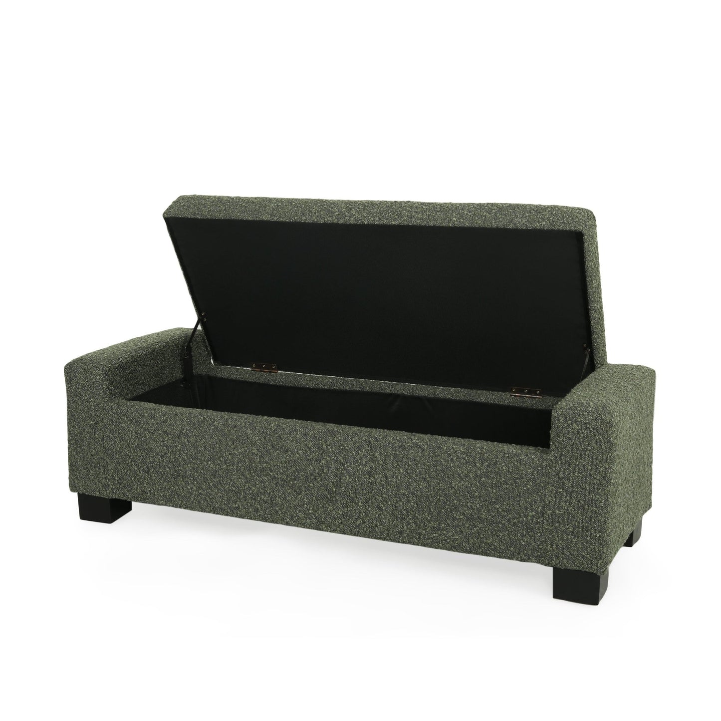 Textured Fabric 50' Ottoman Bench with Hinged Lid, Blackish Green, 50.25x20x16.75 inches - 1st Choice Furniture Direct
