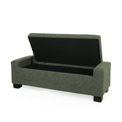 Textured Fabric 50' Ottoman Bench with Hinged Lid, Blackish Green, 50.25x20x16.75 inches - 1st Choice Furniture Direct