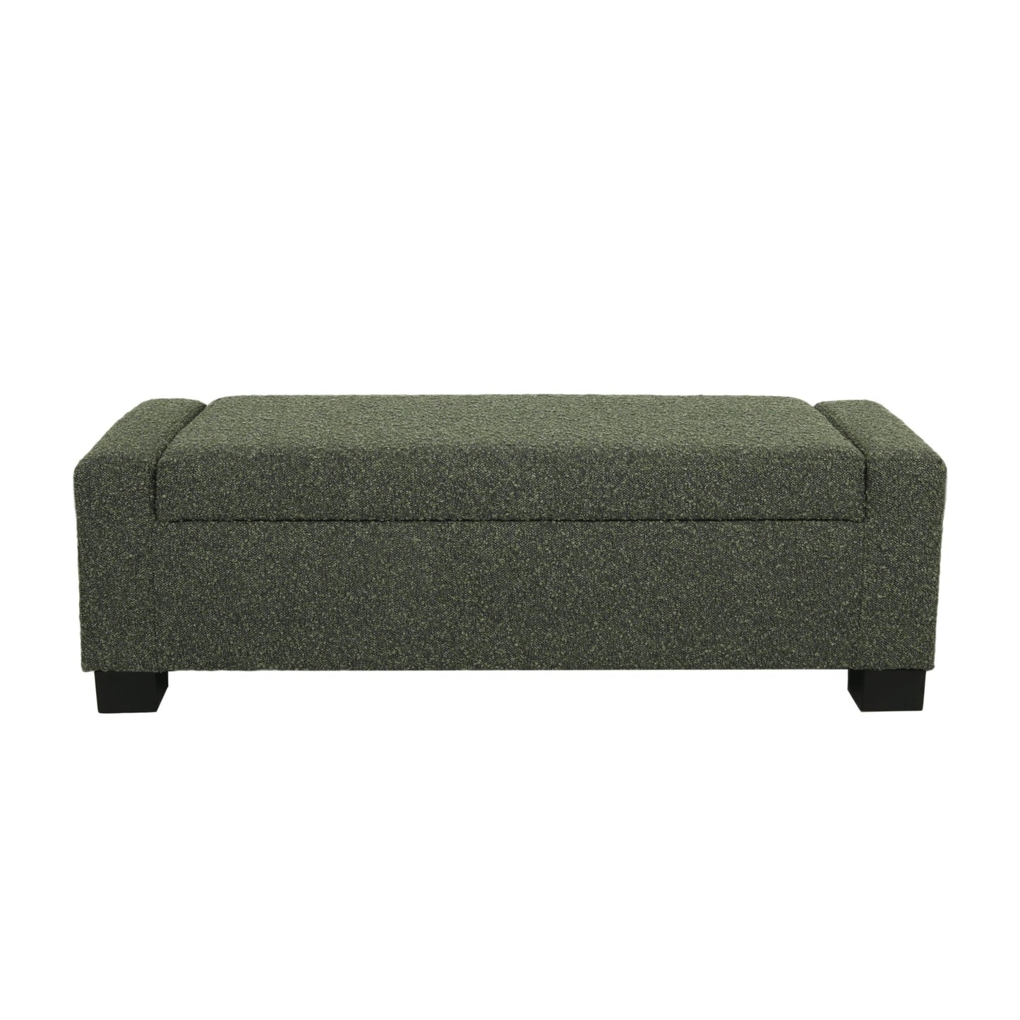 Textured Fabric 50' Ottoman Bench with Hinged Lid, Blackish Green, 50.25x20x16.75 inches - 1st Choice Furniture Direct
