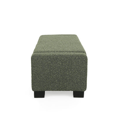 Textured Fabric 50' Ottoman Bench with Hinged Lid, Blackish Green, 50.25x20x16.75 inches - 1st Choice Furniture Direct
