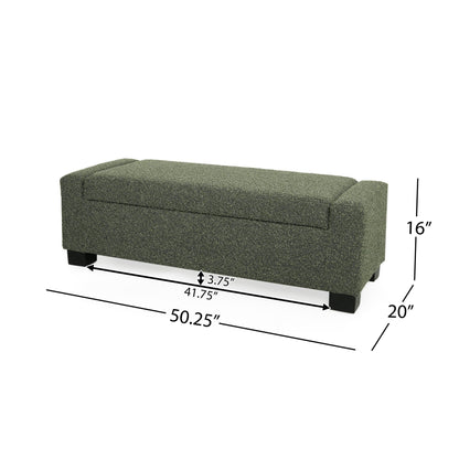 Textured Fabric 50' Ottoman Bench with Hinged Lid, Blackish Green, 50.25x20x16.75 inches - 1st Choice Furniture Direct