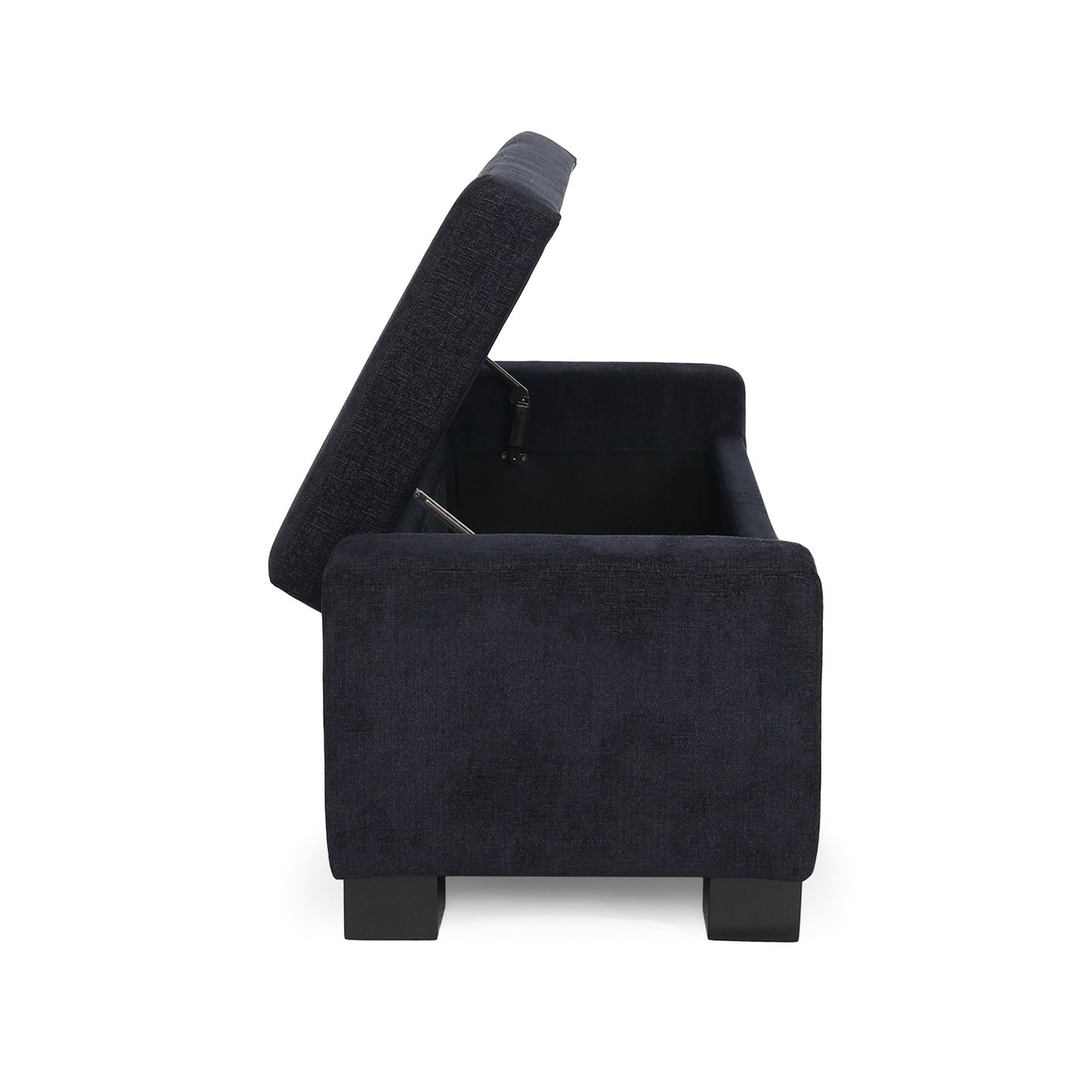 Textured Fabric Ottoman Bench with Hinged Lid, Dark Blue, 50 - Inch, Rectangular Design for Seating & Storage - 1st Choice Furniture Direct