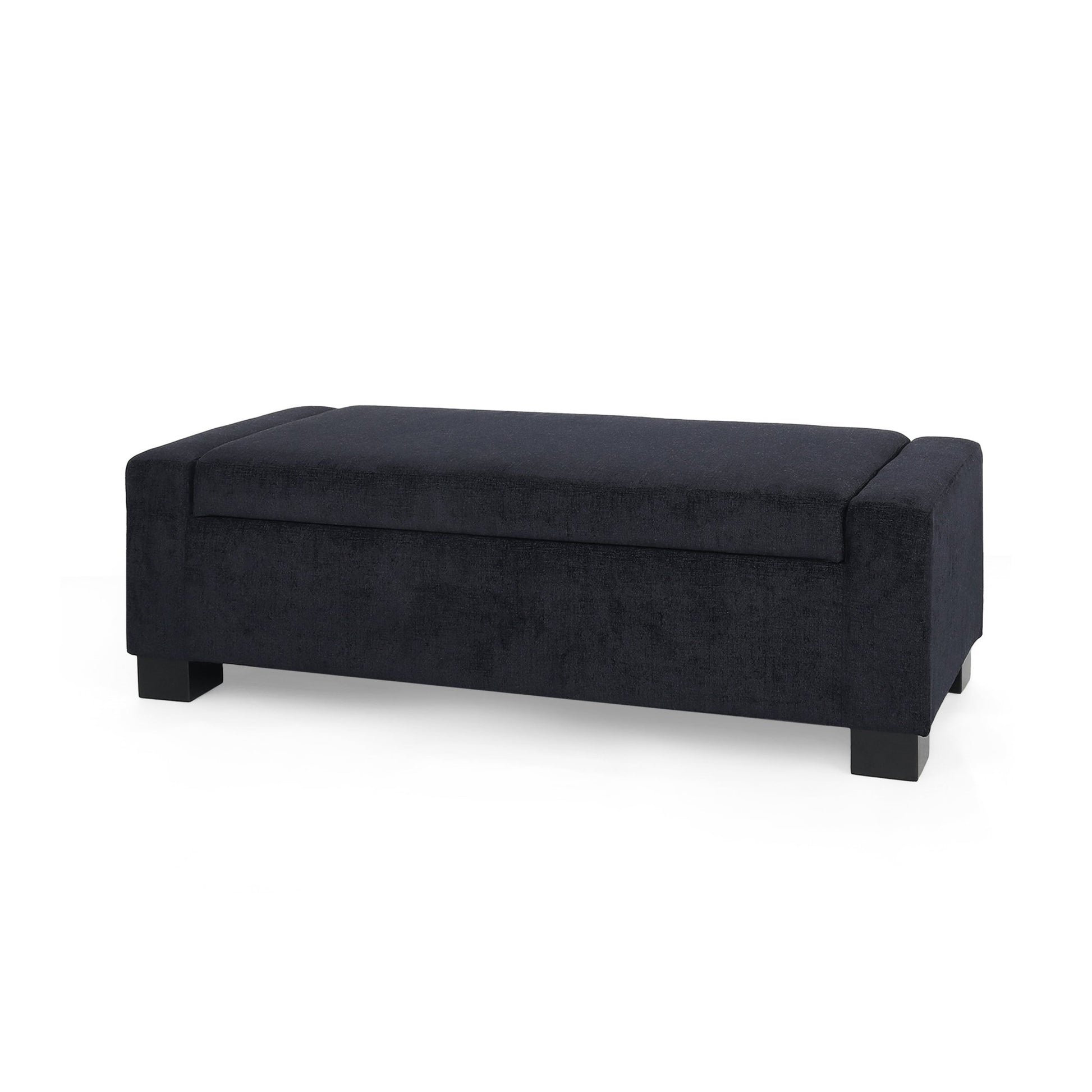 Textured Fabric Ottoman Bench with Hinged Lid, Dark Blue, 50 - Inch, Rectangular Design for Seating & Storage - 1st Choice Furniture Direct