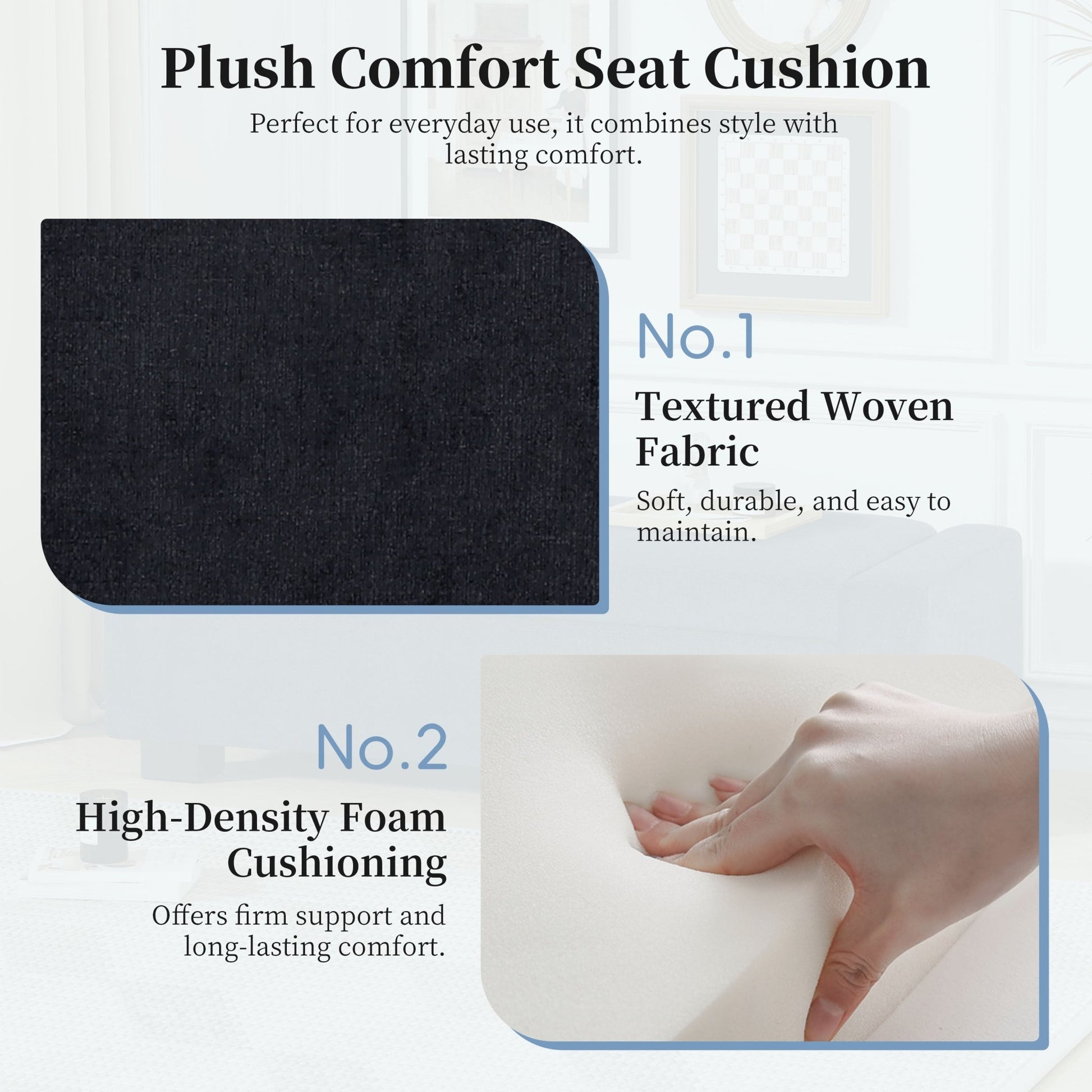 Textured Fabric Ottoman Bench with Hinged Lid, Dark Blue, 50 - Inch, Rectangular Design for Seating & Storage - 1st Choice Furniture Direct