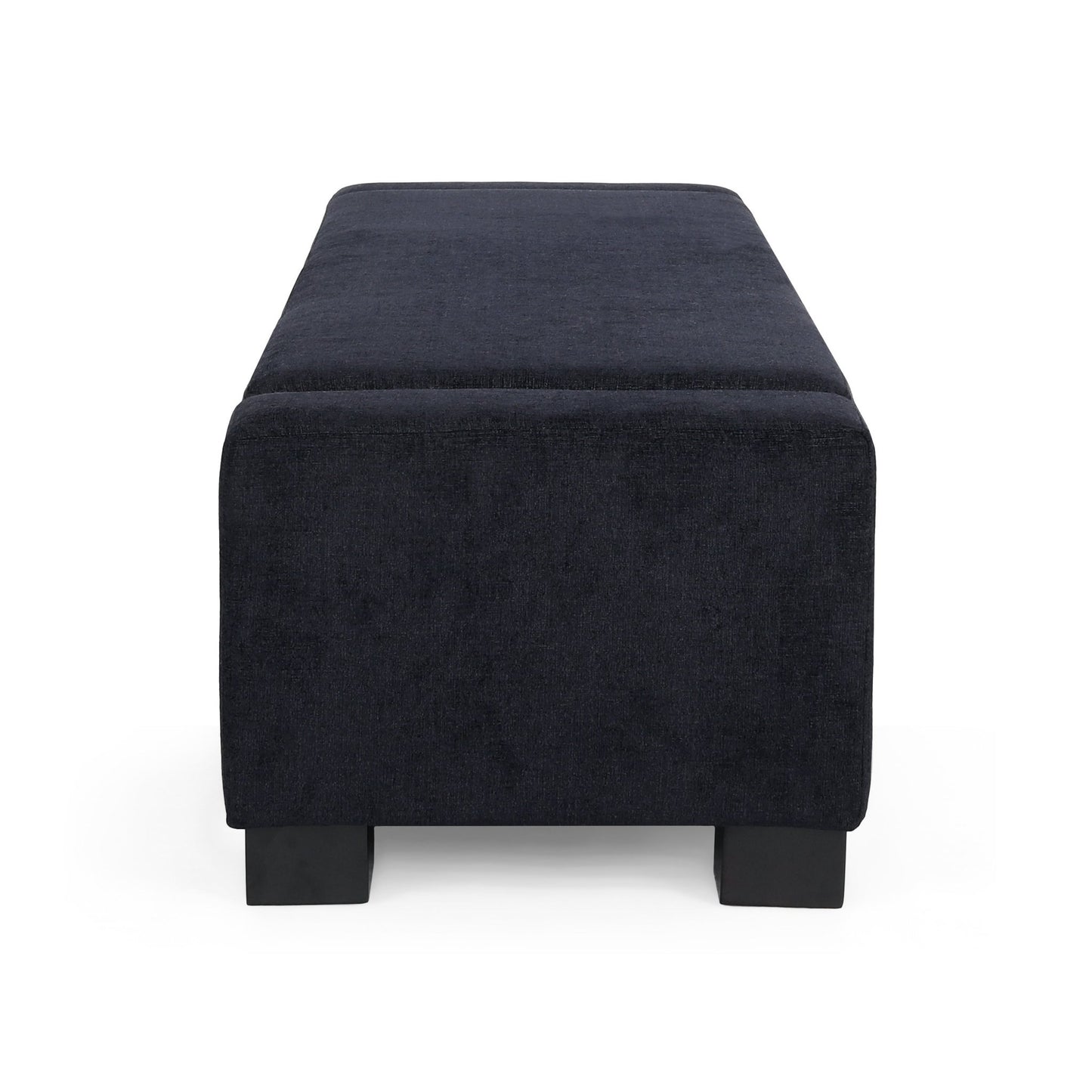Textured Fabric Ottoman Bench with Hinged Lid, Dark Blue, 50 - Inch, Rectangular Design for Seating & Storage - 1st Choice Furniture Direct